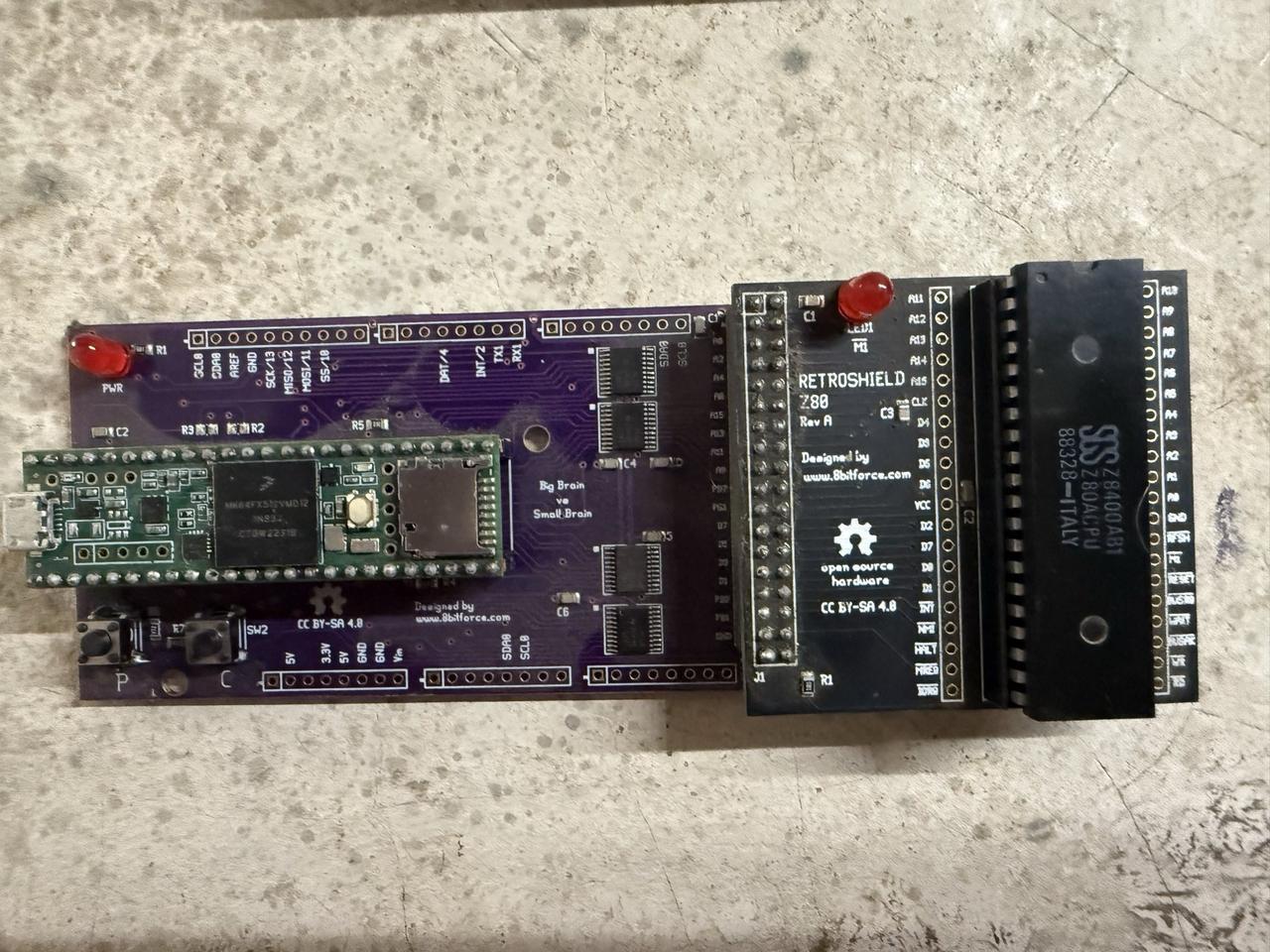 RetroShield Z80 with Teensy adapter - overhead view