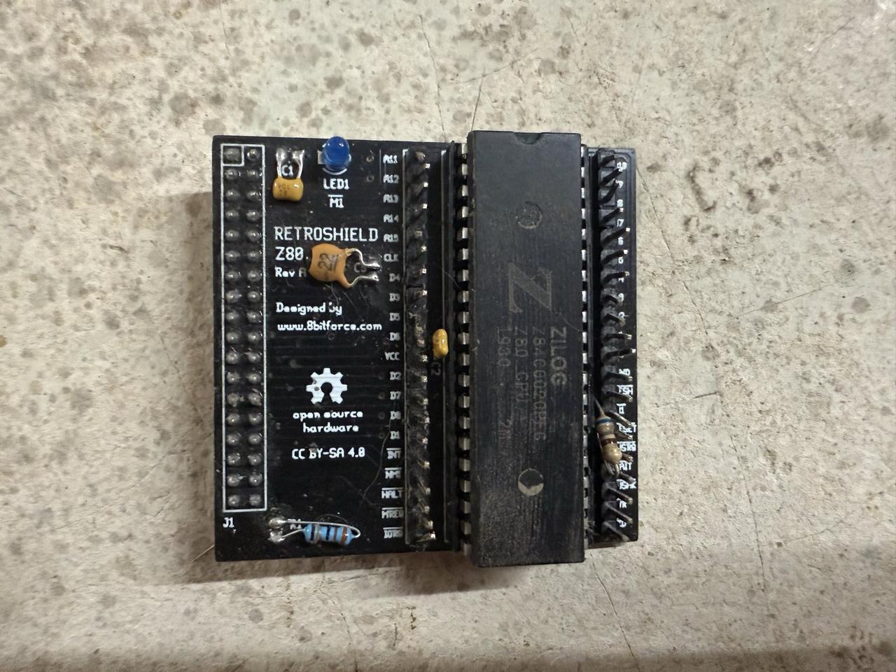 RetroShield Z80 - angled view showing the Z80 chip